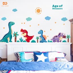 Hình dán tường cho bé trai Orange decor phòng ngủ, tủ quần áo khu rừng khủng long 2