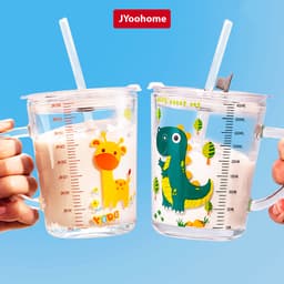 Bình Nước Tập Uống Cho Bé JYoohome Cốc Pha Sữa Cho Bé Có Ống Hút, Cốc Chia Vạch Đo Lường Dung Tích 2