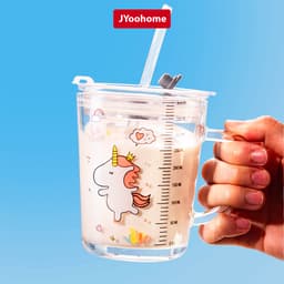 Bình Nước Tập Uống Cho Bé JYoohome Cốc Pha Sữa Cho Bé Có Ống Hút, Cốc Chia Vạch Đo Lường Dung Tích 3