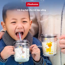 Bình Nước Tập Uống Cho Bé JYoohome Cốc Pha Sữa Cho Bé Có Ống Hút, Cốc Chia Vạch Đo Lường Dung Tích 6