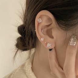 Bông Tai Nữ Đá Zircon Cz 5A Hình Nơ, Hình Lá NHÀ CÚ Cây Xỏ Bạc 925 Màu Bạc Dễ Thương 17739 3