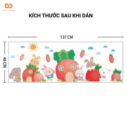 Tranh dán tường cho bé Orange trang trí phòng ngủ, tủ quần áo  nhà cà rốt của thỏ 6