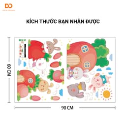Tranh dán tường cho bé Orange trang trí phòng ngủ, tủ quần áo  nhà cà rốt của thỏ 7