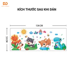 Decal dán tường cho bé Khu rừng thú decor phòng ngủ, tủ quần áo cho bé 6