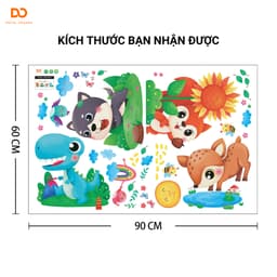 Decal dán tường cho bé Khu rừng thú decor phòng ngủ, tủ quần áo cho bé 7
