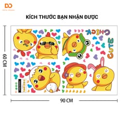 Decal hình dán trang trí phòng cho bé  decor phòng ngủ tủ quần áo gà cute 7