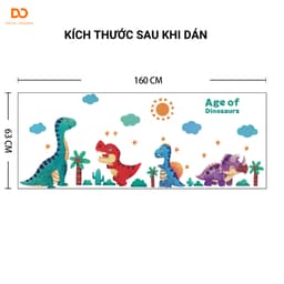 Hình dán tường cho bé trai Orange decor phòng ngủ, tủ quần áo khu rừng khủng long 6