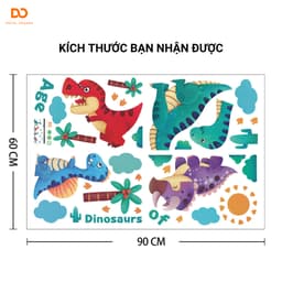 Hình dán tường cho bé trai Orange decor phòng ngủ, tủ quần áo khu rừng khủng long 7