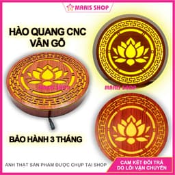[GIÁ XƯỞNG] Đèn Hào Quang Vân Gỗ HÌNH SEN Để Bàn Thờ Phật, Đèn Hào Quang Phật, Đèn Tượng Phật, Hào Quang CNC 1