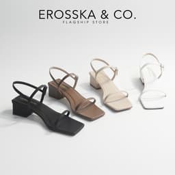 Erosska - Giày sandal cao gót nữ hở mũi quai mảnh gót vuông màu nâu cao 4cm - EM079 8