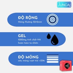 Bao cao su JUNCAI 001 Ultrathin Touch siêu mỏng, tăng cường lượng gel, chất lượng quốc tế Hộp 10c 8