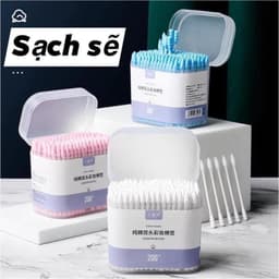 [ COMBO 5 ] Hộp 200 chiếc tăm bông ngoáy tai 2 đầu xoắn nhọn HM68 9