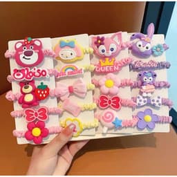 SET 5 dây chun buộc tóc Gấu Dâu dễ thương, màu sắc xinh xắn VINBEO 2