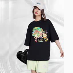 Áo thun tay lỡ HY KOREA Cừu Lama 1447 form rộng cotton 75 unisex 4