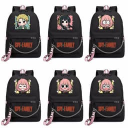 Balo thông minh đen in hình SPY x Family ver VUÔNG Gia Đình Điệp Viên anime chibi dễ thương cặp sách đi học 1