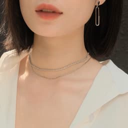 Dây Chuyền Nữ Đá Zircon Cz 5A Layer 2 Tầng Khối Nhỏ NHÀ CÚ Màu Bạc Phong Cách Hàn Quốc 7115 3