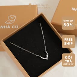 Dây Chuyền Nữ Đá Zircon Cz 5A Mặt Chữ V NHÀ CÚ Màu Bạc Sang Trọng Phong Cách Hàn Quốc 7000 7