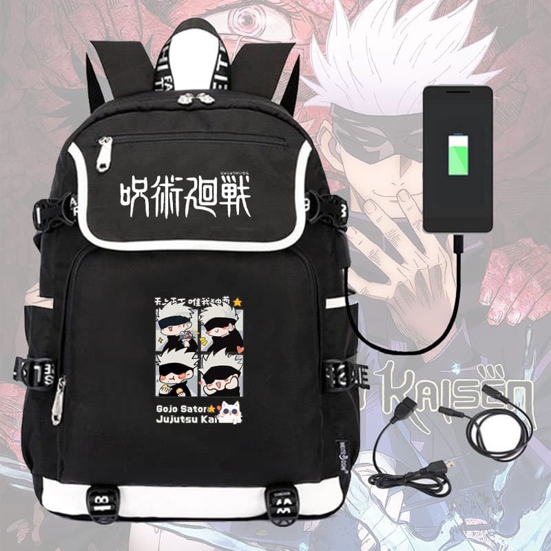 Balo nắp ngang in hình JUJUTSU KAISEN GOJO ver CỬA SỔ anime chibi cặp sách nam nữ đi học đựng sách vở