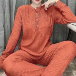 Set Đồ Bộ Nữ Ủ Kem Bigsize Tay Dài Quần Dài Thun Xốp Bộ Mặc Nhà Thu Đông Mềm Mịn Ấm Áp UK68 LIMO 3