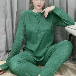 Set Đồ Bộ Nữ Ủ Kem Bigsize Tay Dài Quần Dài Thun Xốp Bộ Mặc Nhà Thu Đông Mềm Mịn Ấm Áp UK68 LIMO 2