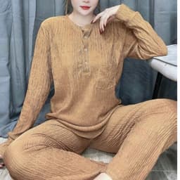 Set Đồ Bộ Nữ Ủ Kem Bigsize Tay Dài Quần Dài Thun Xốp Bộ Mặc Nhà Thu Đông Mềm Mịn Ấm Áp UK68 LIMO 4
