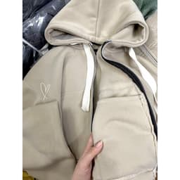 Áo Khoác Nỉ Trơn Dáng CROPTOP Dây To Khóa Kéo Mũ 2 Lớp 3