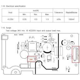 Mạch nguồn 220V điện ra: 5V 1.5A , 5.2V 1.5A 5