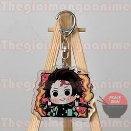 (mua 1 tặng 1) Móc khóa KIMETSU NO YAIBA ver VUÔNG Thanh Gươm Diệt Quỷ anime chibi quà tặng dễ thương Mica trong acrylic 3