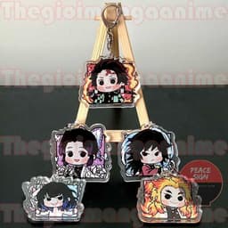 (mua 1 tặng 1) Móc khóa KIMETSU NO YAIBA ver VUÔNG Thanh Gươm Diệt Quỷ anime chibi quà tặng dễ thương Mica trong acrylic 2