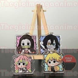 (mua 1 tặng 1) Móc khóa KIMETSU NO YAIBA ver VUÔNG Thanh Gươm Diệt Quỷ anime chibi quà tặng dễ thương Mica trong acrylic 1