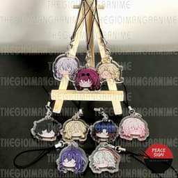 (mua 1 tặng 1) Móc dây treo điện thoại HONKAI IMPACT STAR RAIL ver FACE CHIBI hình in 2 mặt 1