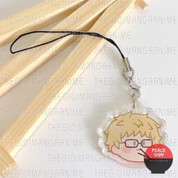 (mua 1 tặng 1) Móc dây treo điện thoại HAIKYUU! ver FACE CHIBI hình in 2 mặt 6