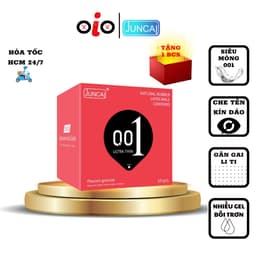 Bao cao su gân gai Juncai siêu mỏng 001, bcs nhiều gel bôi trơn Hộp 10 OiO VN 1