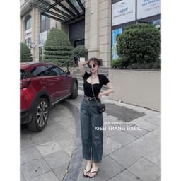 Quần jeans ống rộng dáng lỡ, quần bò xuông màu siêu hot 2023 3