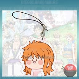 (mua 1 tặng 1) ( FACE CHIBI ) Móc dây treo điện thoại mica ONE PIECE in hình Đảo Hải Tặc hình in 2 mặt 4