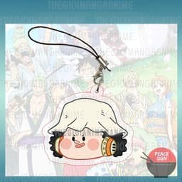 (mua 1 tặng 1) ( FACE CHIBI ) Móc dây treo điện thoại mica ONE PIECE in hình Đảo Hải Tặc hình in 2 mặt 5