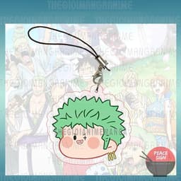 (mua 1 tặng 1) ( FACE CHIBI ) Móc dây treo điện thoại mica ONE PIECE in hình Đảo Hải Tặc hình in 2 mặt 6
