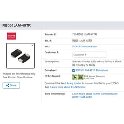 [ 40 con ] DIODE RB051LAM-40TR Bộ chỉnh lưu 20V 0,15mA 3