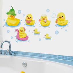 Decal dán tường gia đình vịt vàng trang trí phòng tắm 3