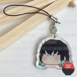(mua 1 tặng 1) Móc dây treo điện thoại mica KIMETSU NO YAIBA ver FACE CHIBI hình in 2 mặt 6