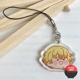 (mua 1 tặng 1) Móc dây treo điện thoại mica KIMETSU NO YAIBA ver FACE CHIBI hình in 2 mặt 9