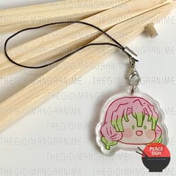 (mua 1 tặng 1) Móc dây treo điện thoại mica KIMETSU NO YAIBA ver FACE CHIBI hình in 2 mặt 8