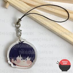 (mua 1 tặng 1) Móc dây treo điện thoại mica BLUE LOCK ver FACE CHIBI hình in 2 mặt 4