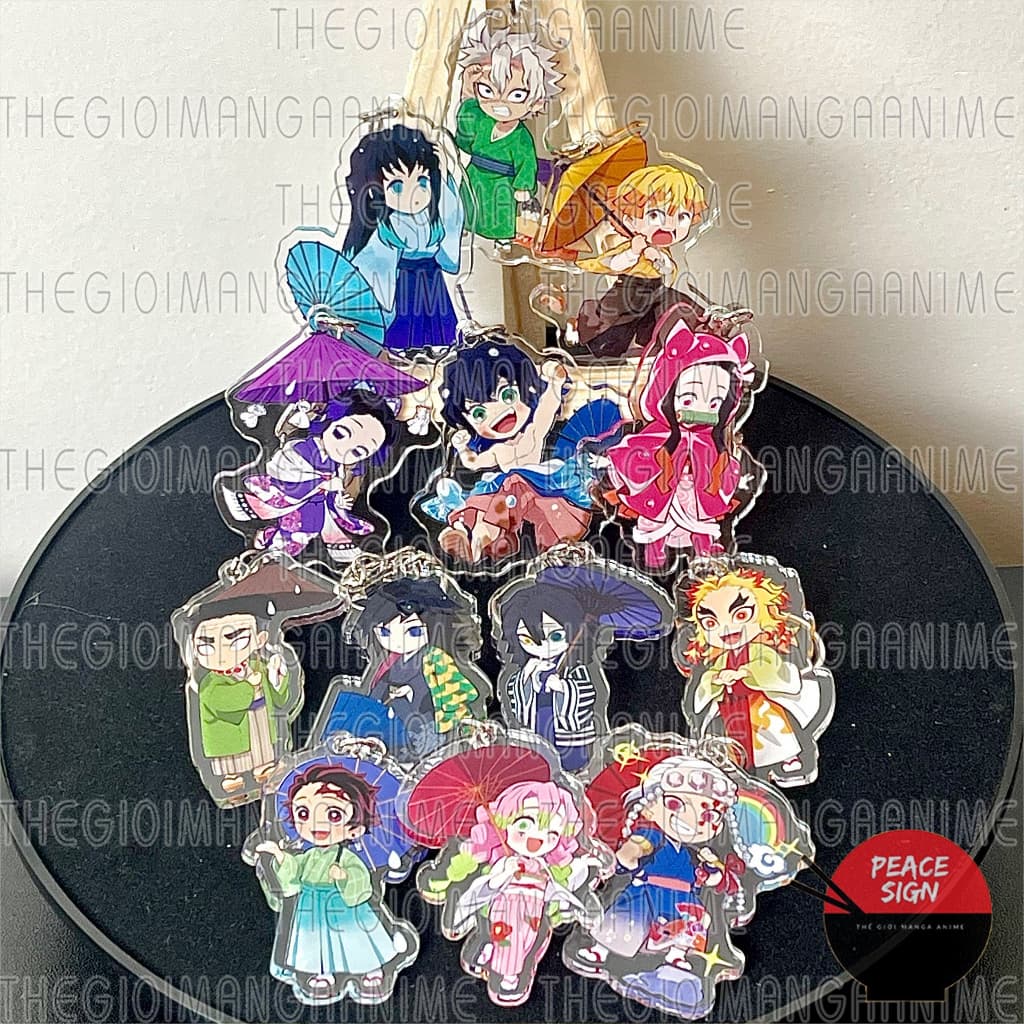 (Mua 1 tặng 1)Móc khóa KIMETSU NO YAIBA ver CẦM Ô keyring mica acrylic in hình anime chibi dễ thương Thanh Gươm Diệt Quỷ