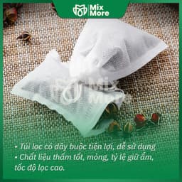 100 túi lọc trà, cà phê, thảo dược,thực phẩm vải không dệt TÚI CÓ DÂY RÚT dùng 1 lần giá tốt Mixmore 2