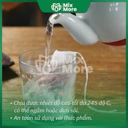 100 túi lọc trà, cà phê, thảo dược,thực phẩm vải không dệt TÚI CÓ DÂY RÚT dùng 1 lần giá tốt Mixmore 3