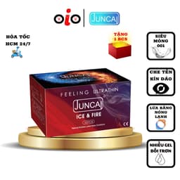 Bao cao su Juncai Lửa Băng siêu mỏng 001 bcs nóng lạnh nhiều gel bôi trơn Hộp 10c OiO VN 1
