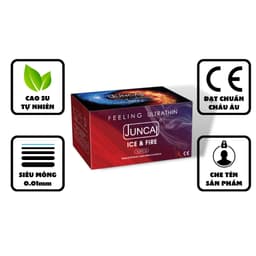Bao cao su Juncai Lửa Băng siêu mỏng 001 bcs nóng lạnh nhiều gel bôi trơn Hộp 10c OiO VN 2