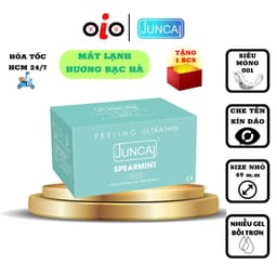 Bao cao su Juncai siêu mỏng 001 size nhỏ 49mm hương bạc hà, bcs nhiều gel bôi trơn Hộp 10c OiO VN 1