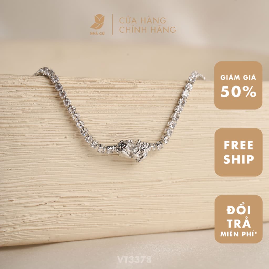 Vòng Tay NHÀ CÚ Hình Họa Đính Đá Khối Màu Bạc 3378 (Cz)